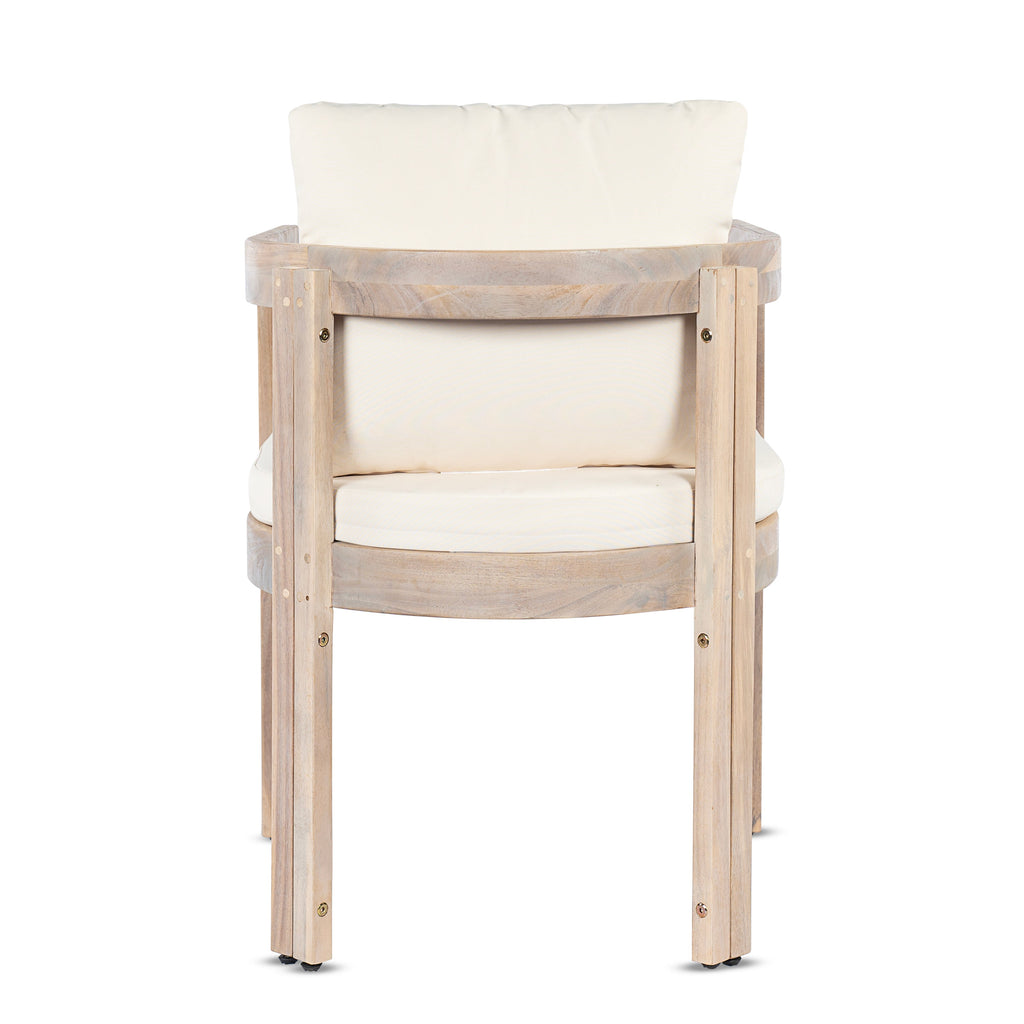 7 Pieces Acacia Wood Outdoor Dining Set with Cream Cushions