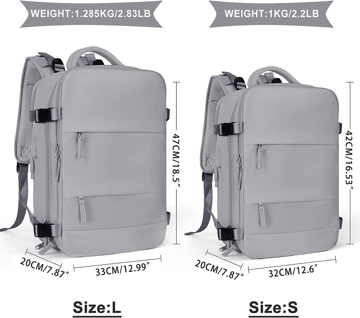 Large Backpack for Women , Men Carry on Backpack,Hiking Backpack Waterproof Outdoor Sports Casual Daypack, College Backpack School Bag Gray
