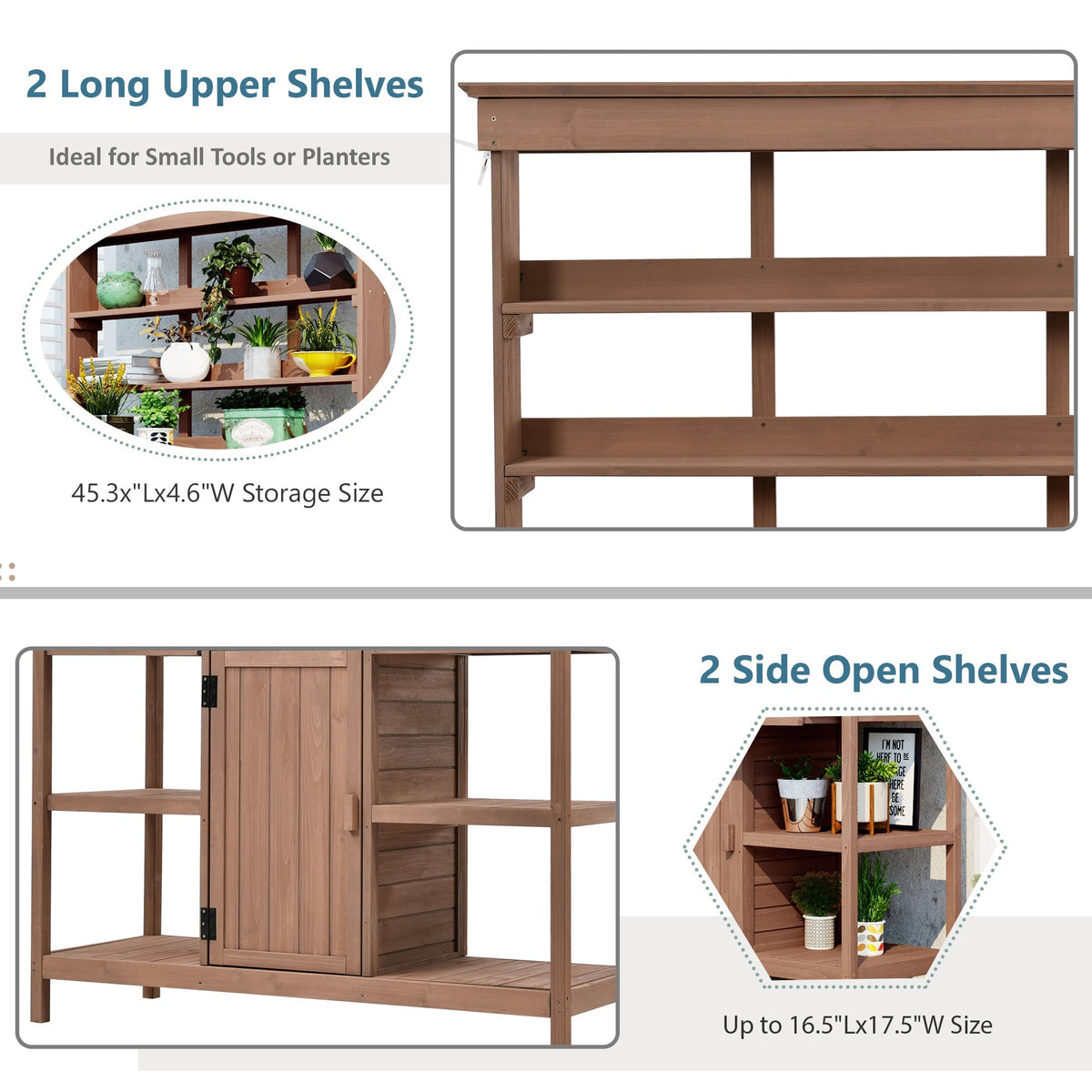 TOPMAX 66" Large Outdoor Farmhouse Wooden Potting Bench Table
