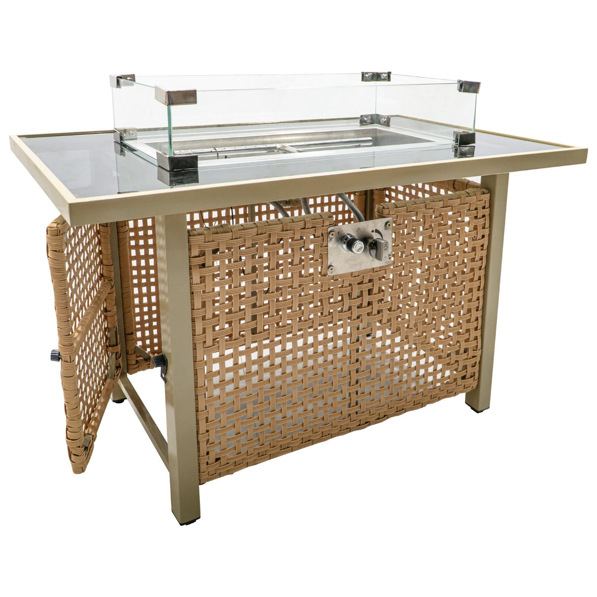 K&K 8-Piece Patio Furniture Set with Fire Pit Table