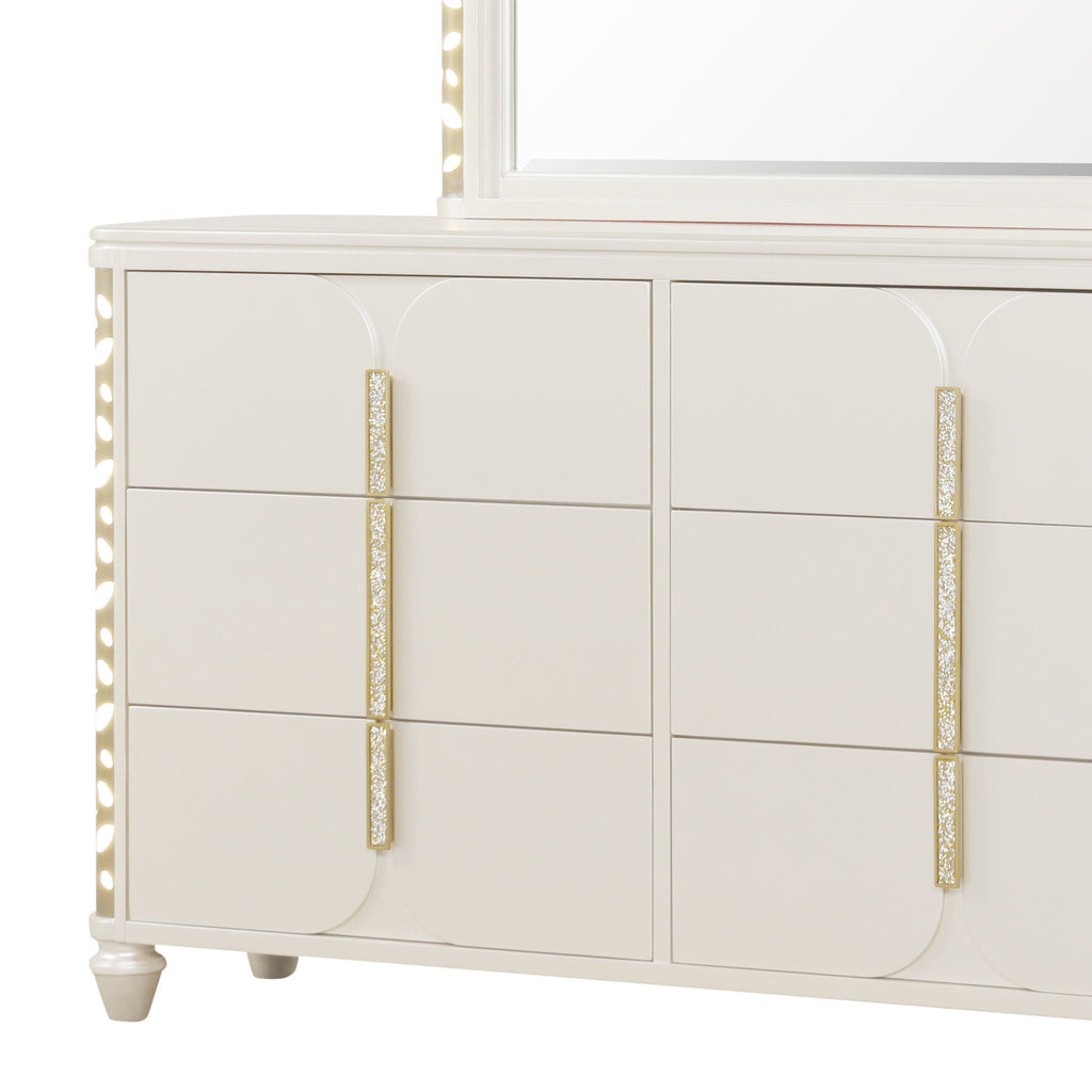 Cinderella - Dresser With LED Accents And 6 Storage Drawers (Mirror Not Included) - Beige