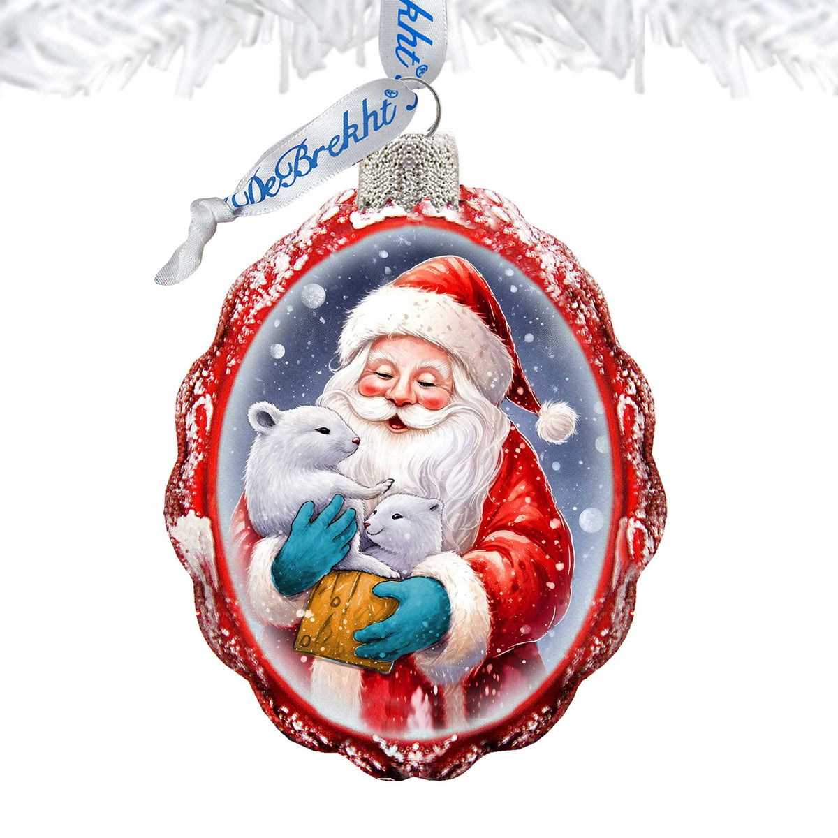 Santa with Cubs Mercury Glass Ornaments by G. Debrekht - Christmas Santa Snowman Decor - 776012
