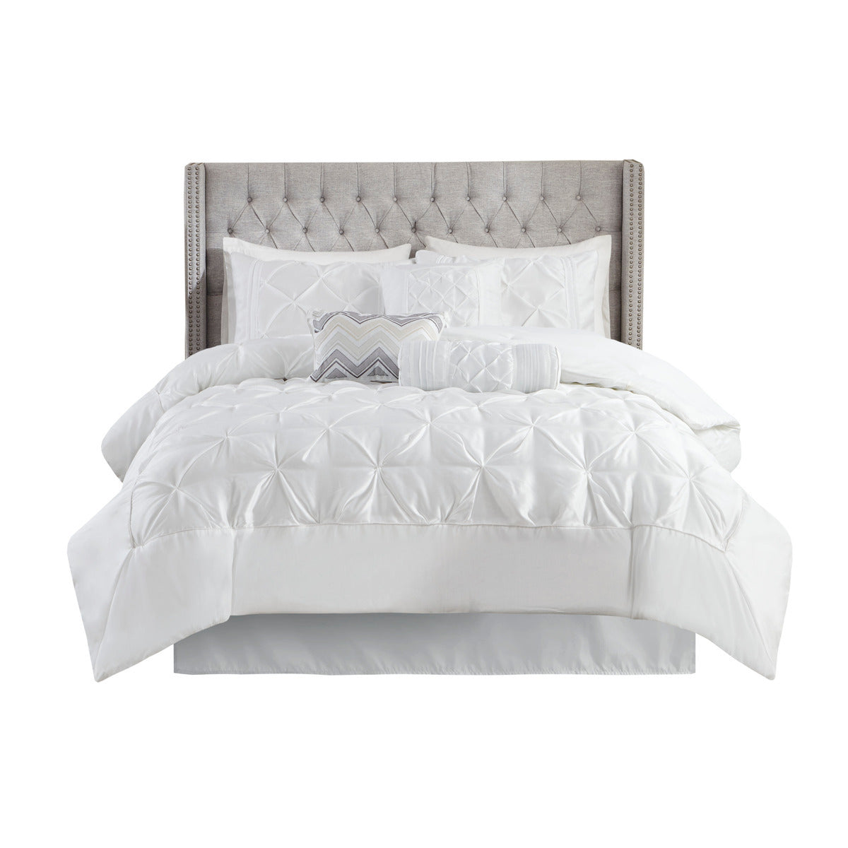 7 Piece Tufted Comforter Set White