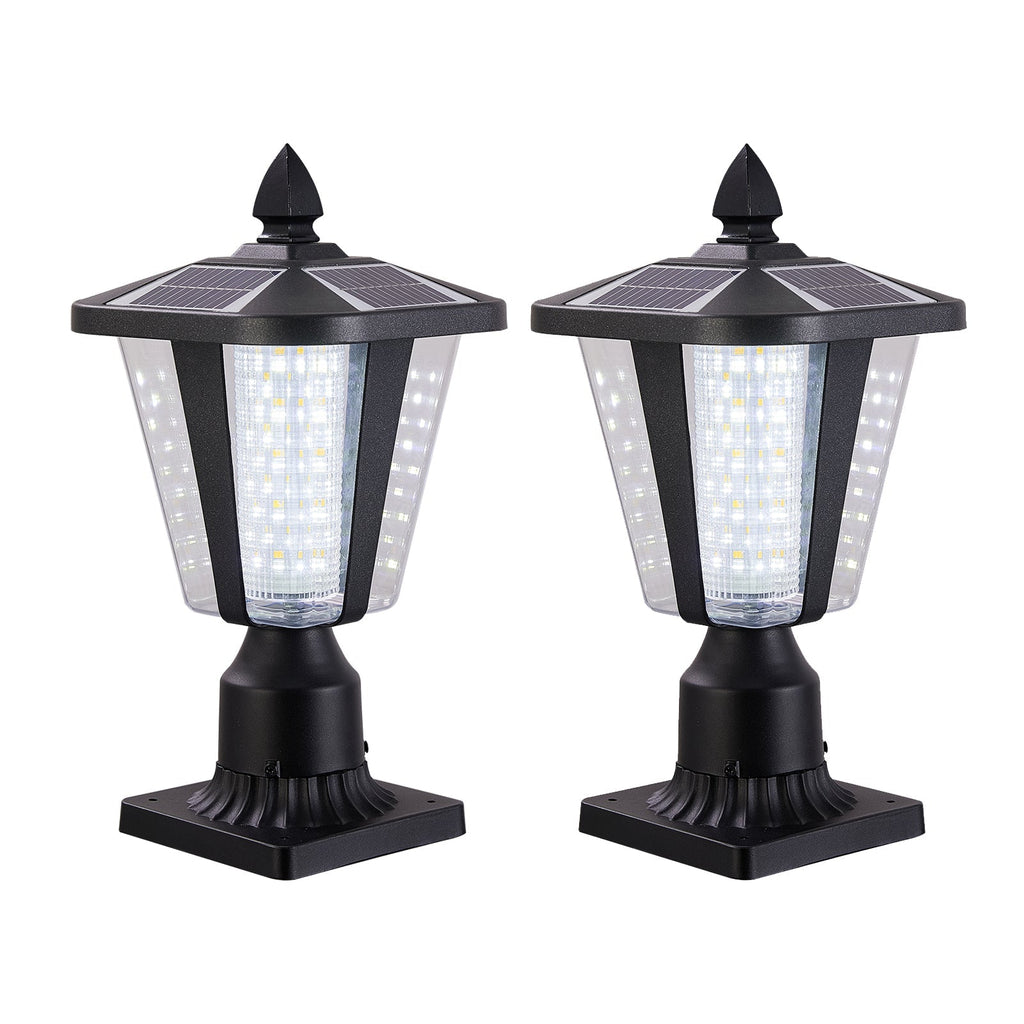15' Solar Powered Outdoor Lantern, Modern Garden Light with LED (2-Pack)