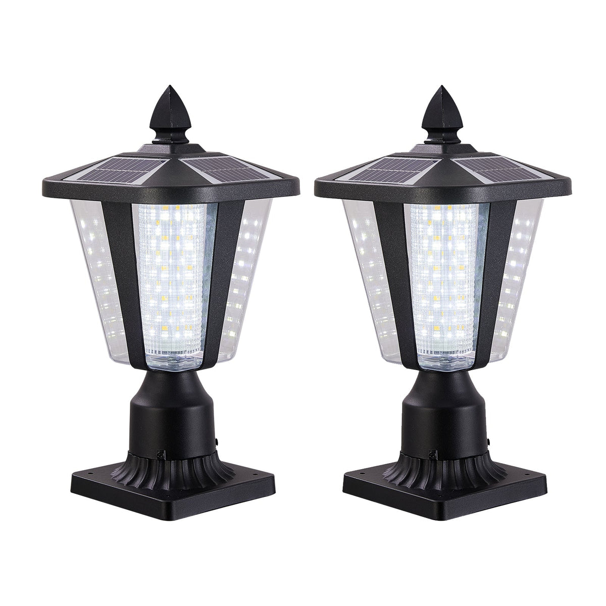 15' Solar Powered Outdoor Lantern, Modern Garden Light with LED (2-Pack)