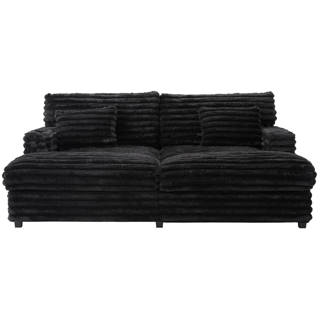 Oversized Double Chaise Lounge Sofa Bed With USB Ports And Cup Holders