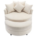 360° Swivel Accent Barrel Chair With Storage Ottoman & 4 Pillows, Modern Leisure Chair Round Accent For Living Room