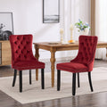 Classic Velvet Dining Chairs - Burgundy (Set of 2)