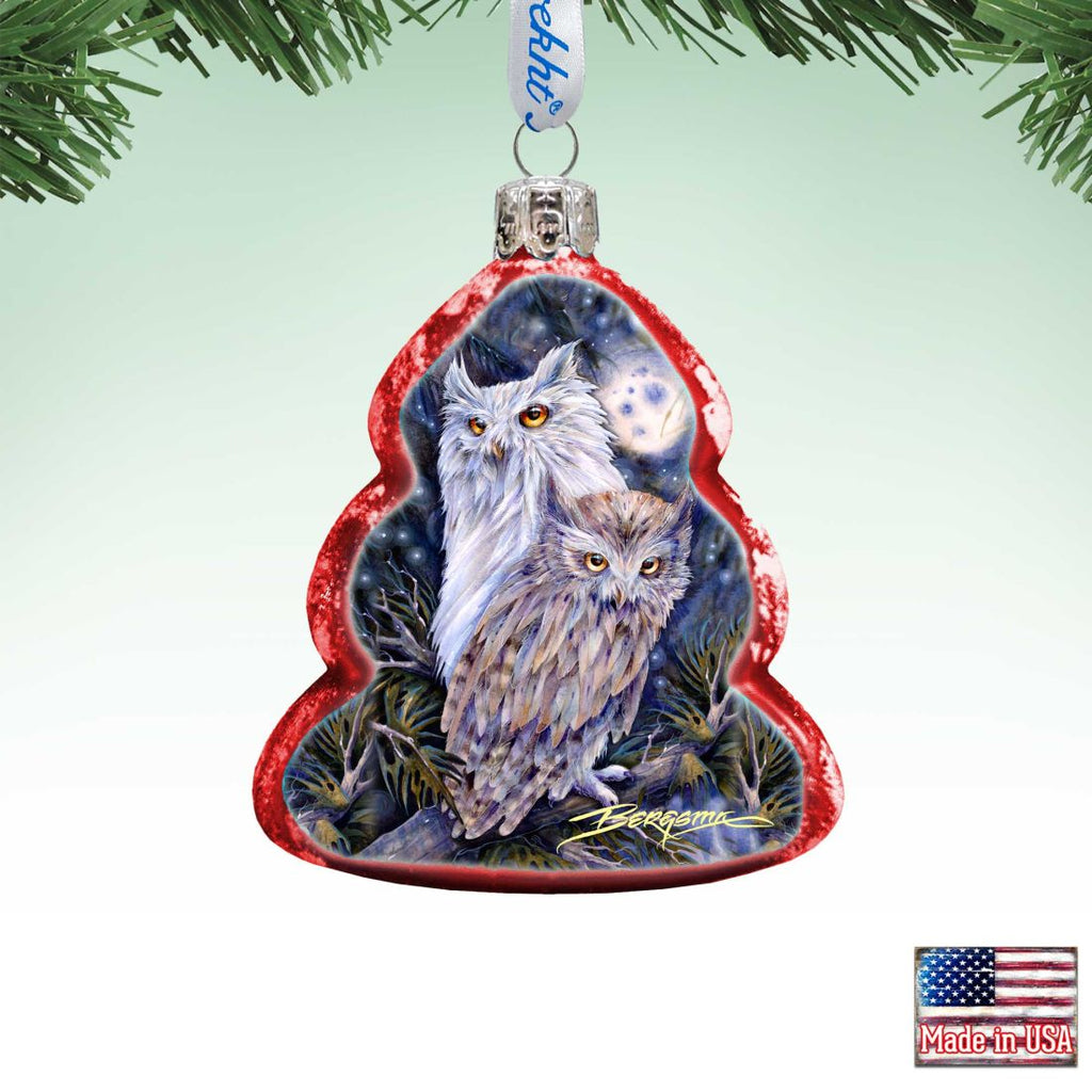 Night Watch Owls Mercury Glass Ornament by J. Bergsma - Wildlife Holiday Decor - 7783902-JB