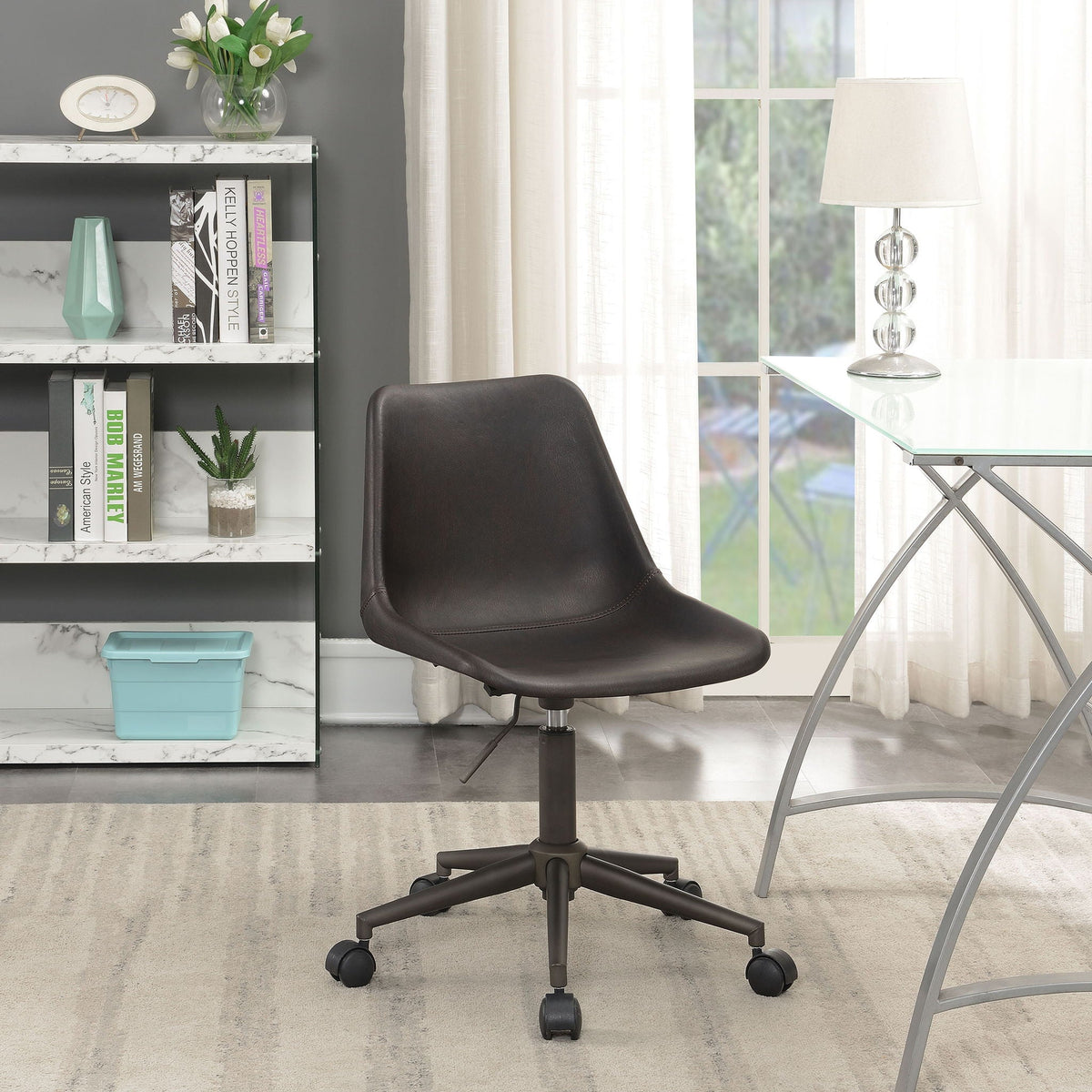 Ralston - Upholstered Adjustable Office Desk Chair With Ergonomic Design - Brown