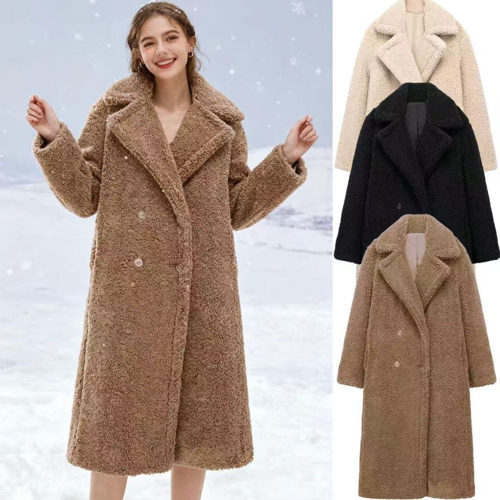 Oversized Coat With A Large Lapel Made Of Thick Lambswool Fleece