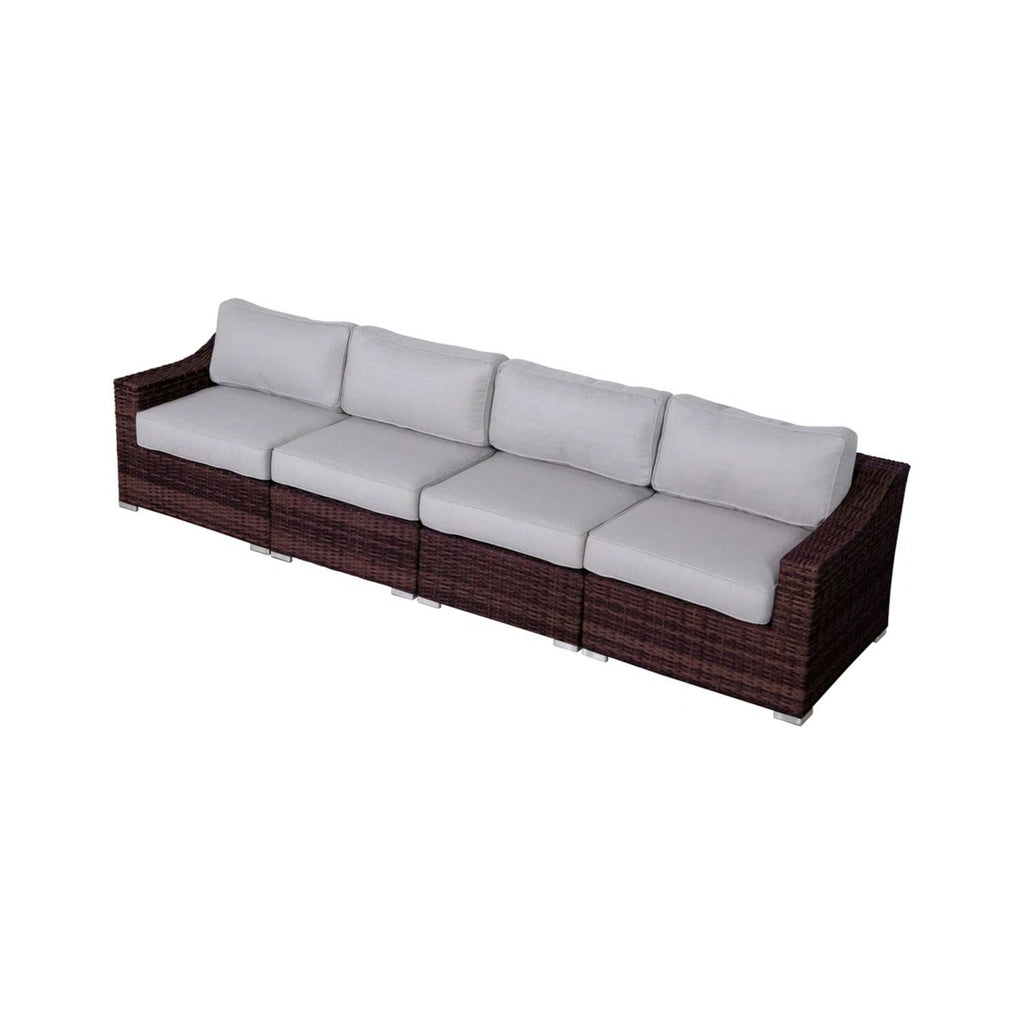 Contemporary Outdoor Rattan Wicker Sectional Seating Group With Cushions
