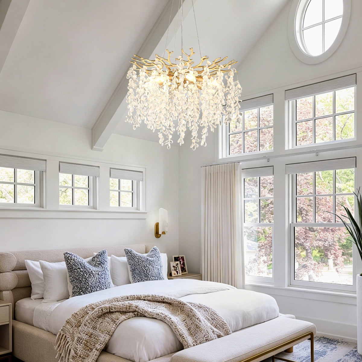 6-Light Chandelier Crystal Ceiling Lamp in Gold
