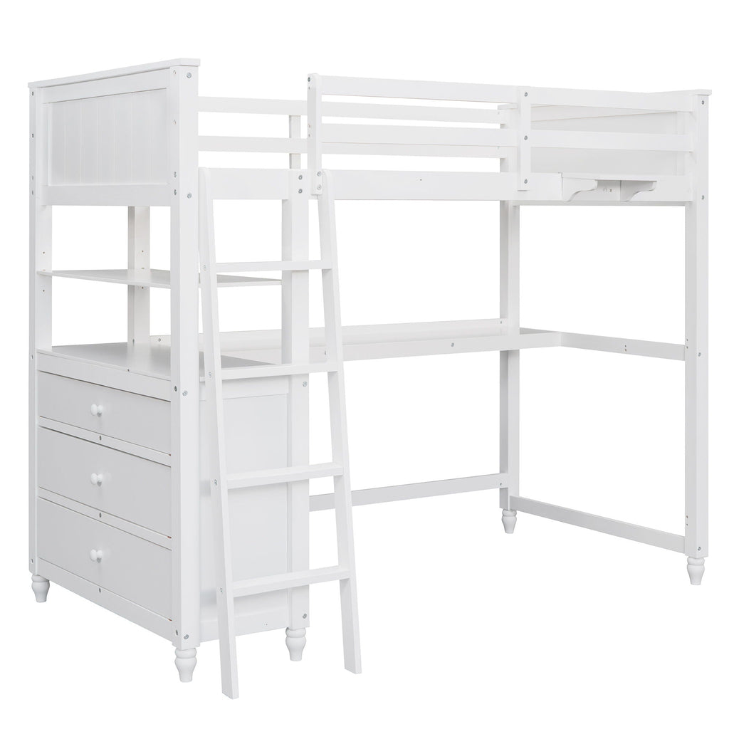 Loft Bed With Drawers With Desk And Shelves
