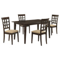 Henin - 5 Piece Dining Set With Lattice Back Chairs - Cappuccino