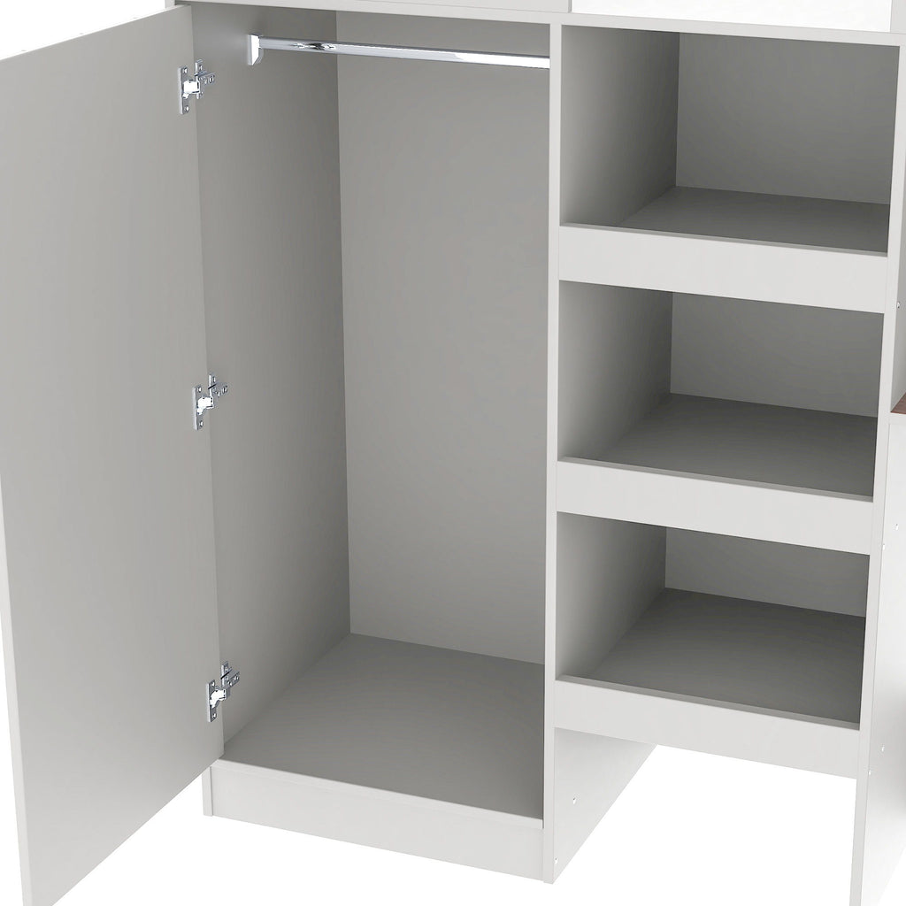 Loft Bed With Built In Wardrobe, Desk, Shelves, And Drawers