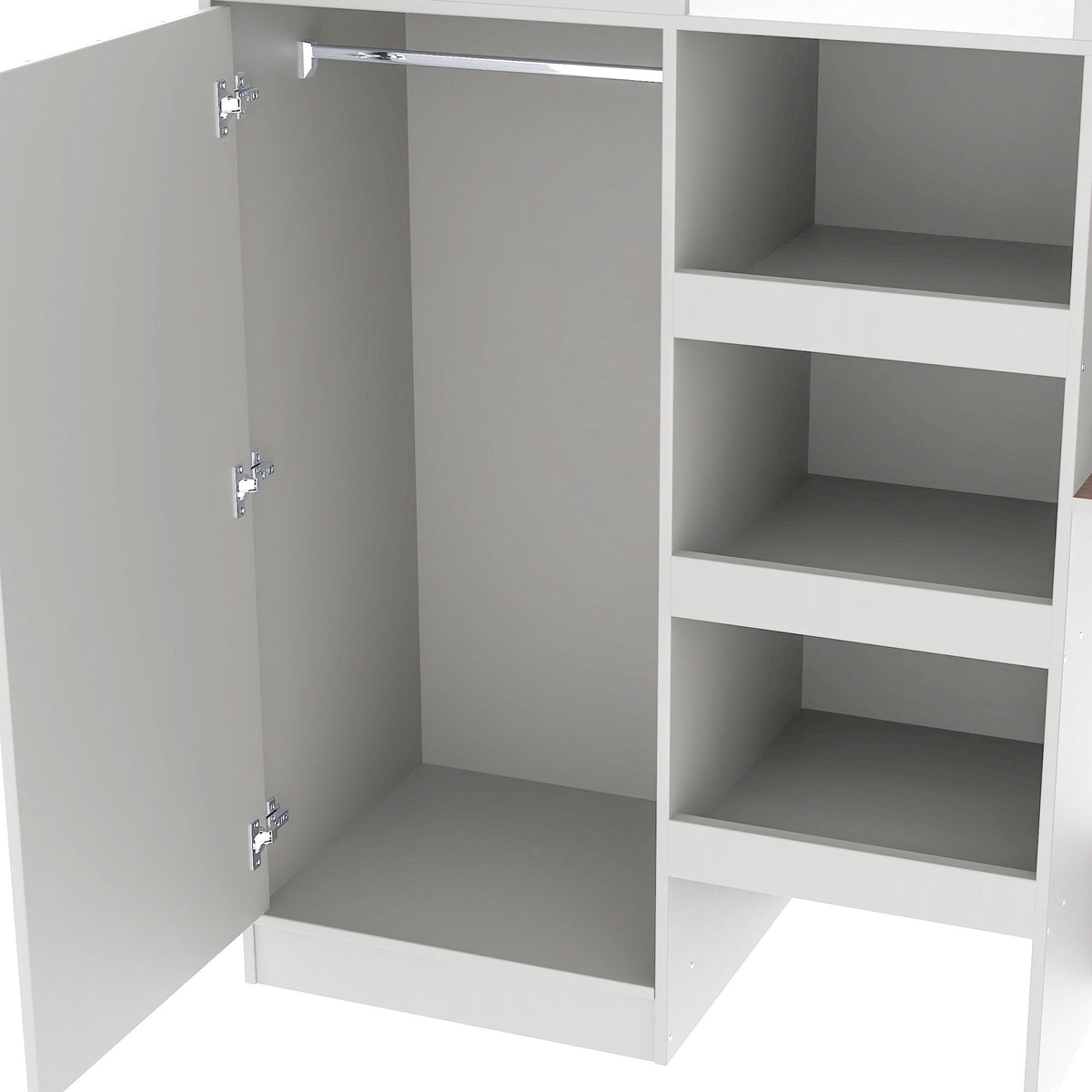 Loft Bed With Built In Wardrobe, Desk, Shelves, And Drawers