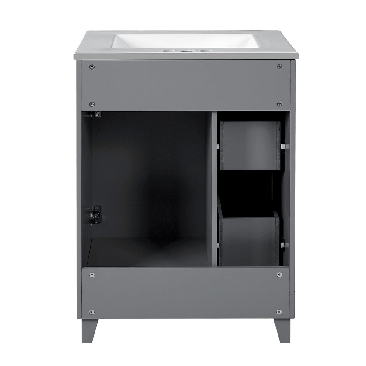 Transitional Style Bathroom Vanity Cabinet With Ceramic Sink
