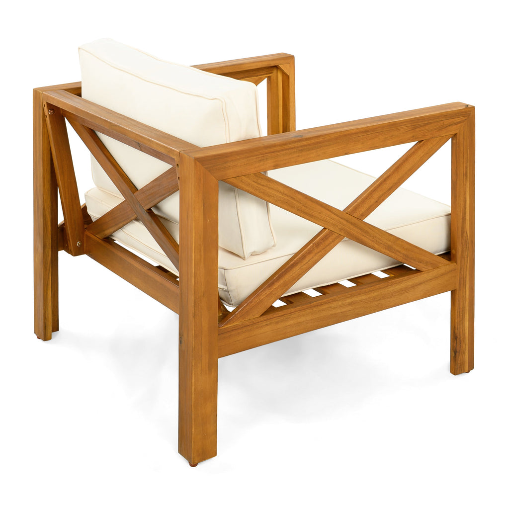 Patio Conversation Set with Acacia Wood Armchairs and End Table