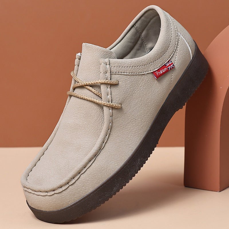 Men's British-Style Suede Casual Shoes – Low-Top Breathable Goodyear Welt Loafer