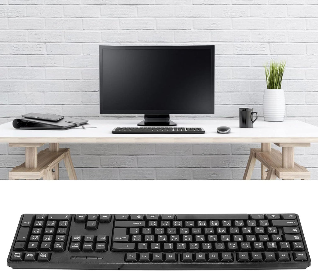 MC-689 USB Wired Arabic/English Keyboard, Ergonomic Mechanical for PC, Office, Home, Business, Laptops