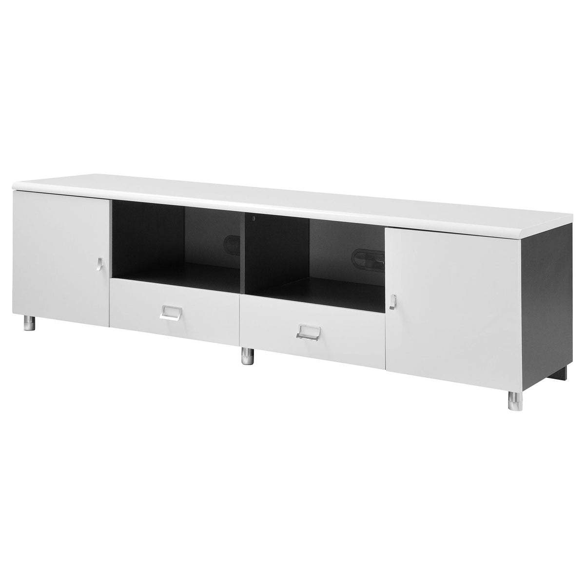 2 Drawer TV With Pulls, Storage Furniture For Living Room - White