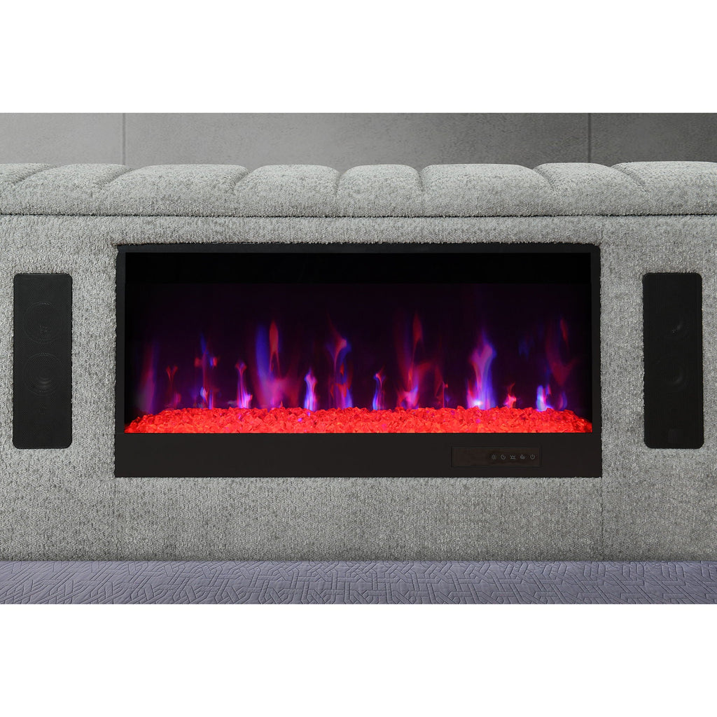 Isaiah - 5 Piece Bedroom Set With TV Lift-LED, Speakers And Fireplace