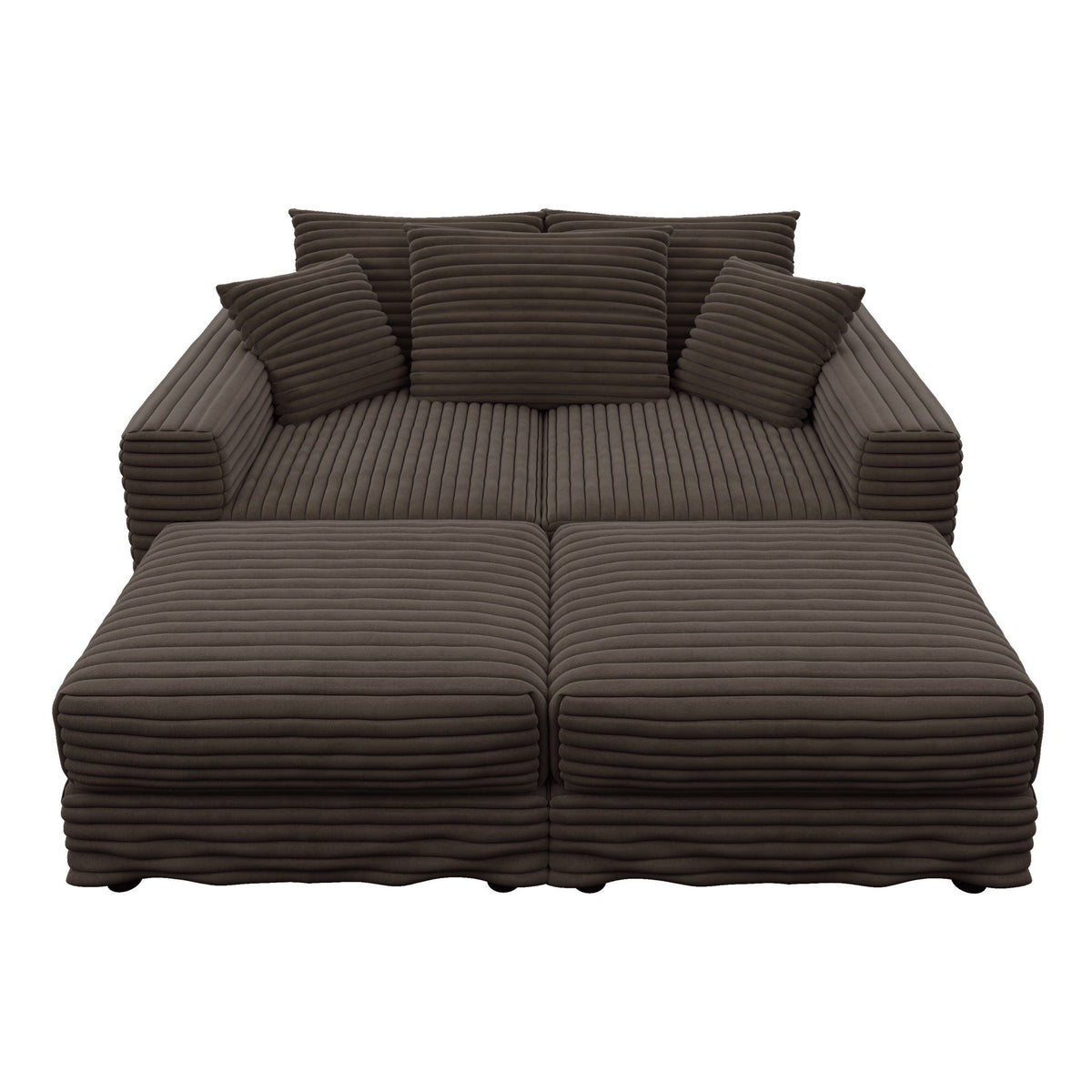 Deep Seat Convertible Sofa With Soft Pillows And Ottomans