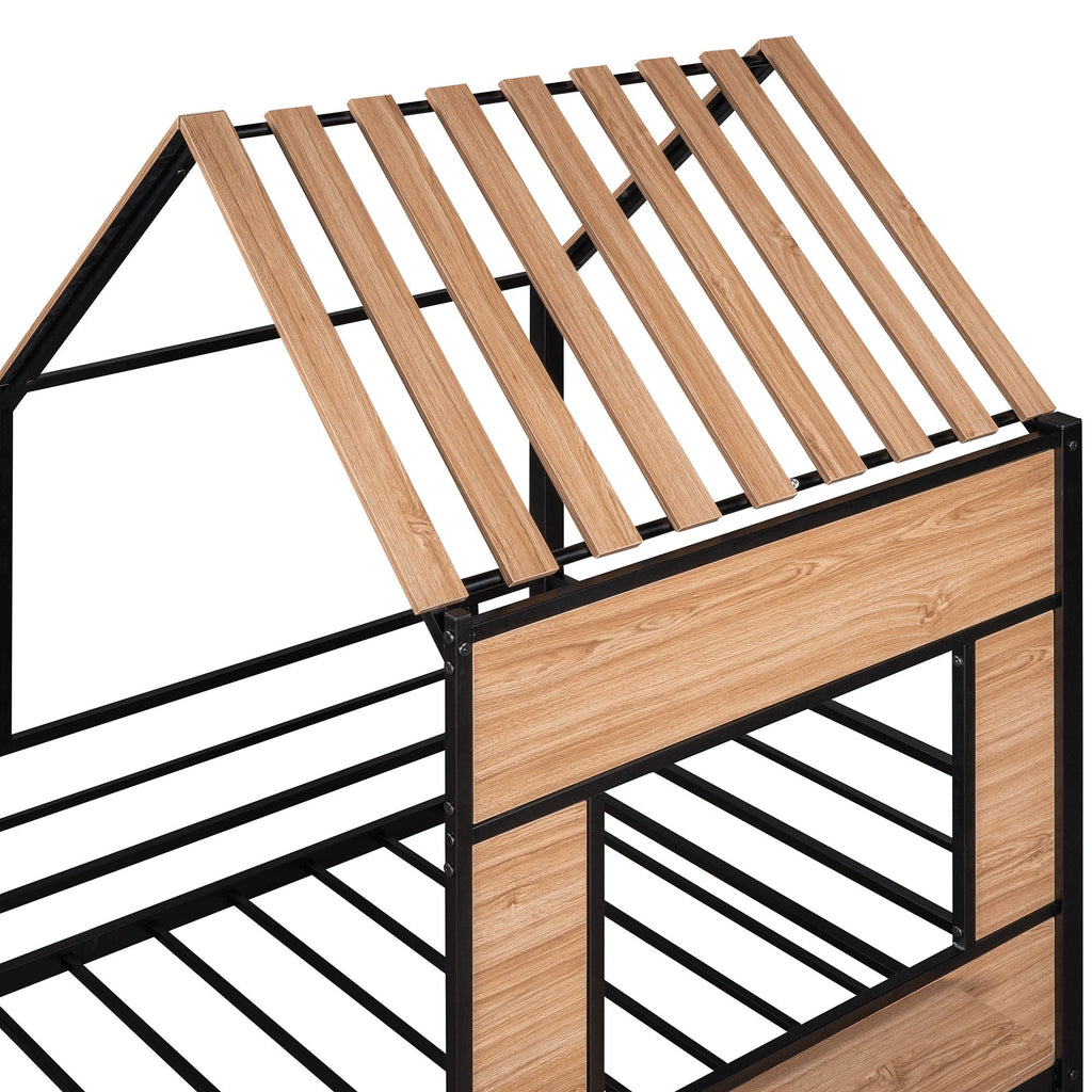 Loft Bed With Roof, Window, Guardrail, Ladder