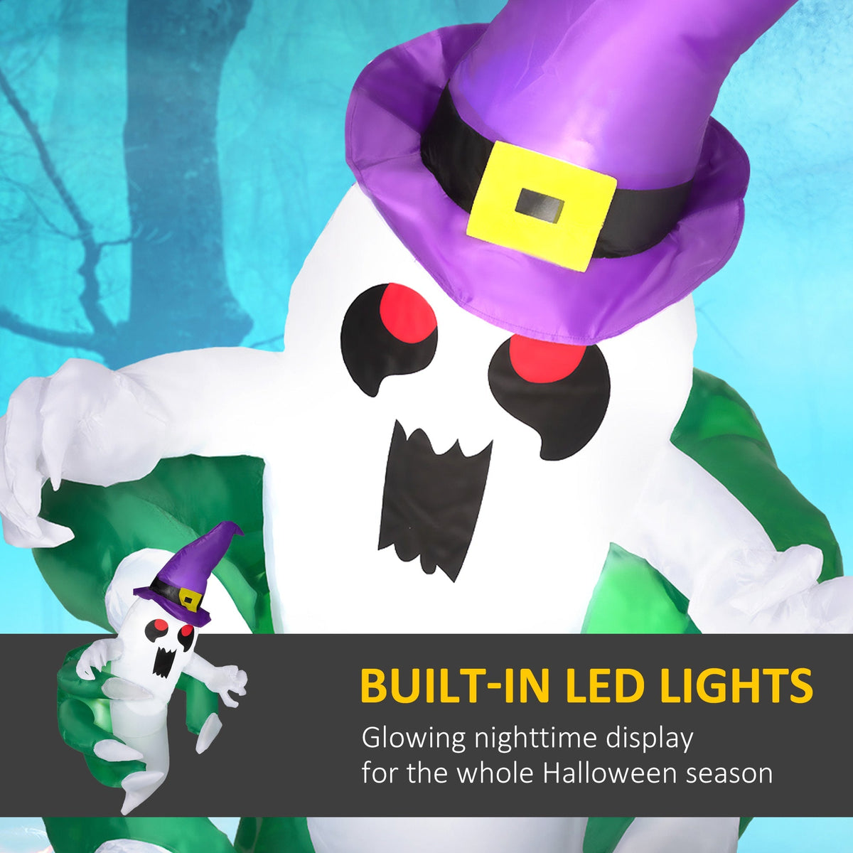 4ft Animated Window-Cling Inflatable Ghost with LED Illumination
