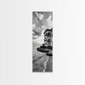 Italian Villa Coast, Seaside Architecture Print, Elegant Travel Decor, Framed Canvas Print, Dining Room Wall Art, Monochrome