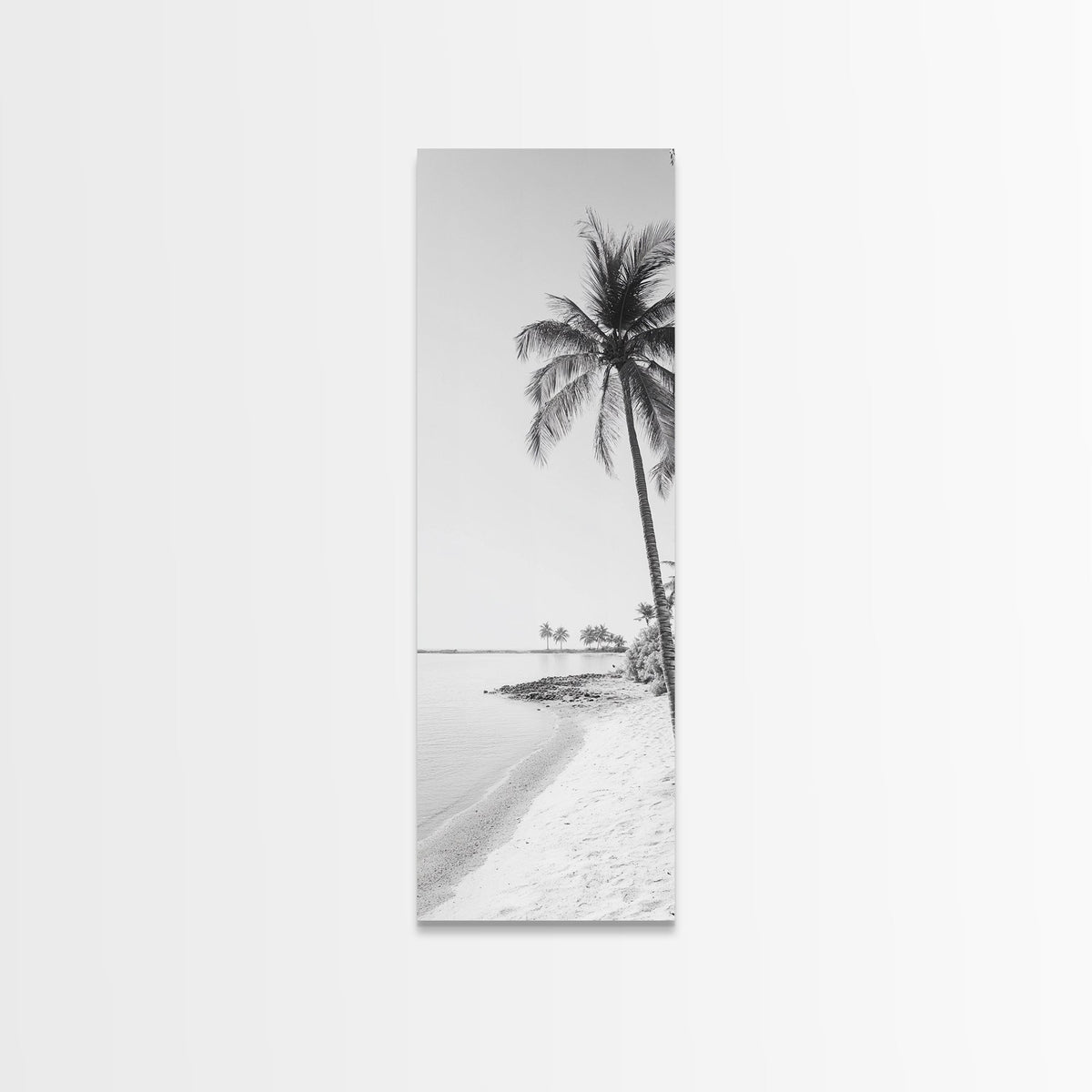 Coastal Palm Trees, Tropical Minimalist Print, Modern Beach Decor, Neutral Wall Art, Framed Canvas Print, Dining Room Summer Vibe