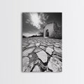 Desert Archway, Stone Ruins, Sunny Sky, Canvas Print, Rustic Travel Wall Art, Mediterranean Decor, Minimalist Earthy Aesthetic