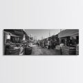 Mediterranean Market Scene, Travel Wall Decor, Rustic Street View, Framed Canvas Print, Kitchen Wall Art, Black and White Photography