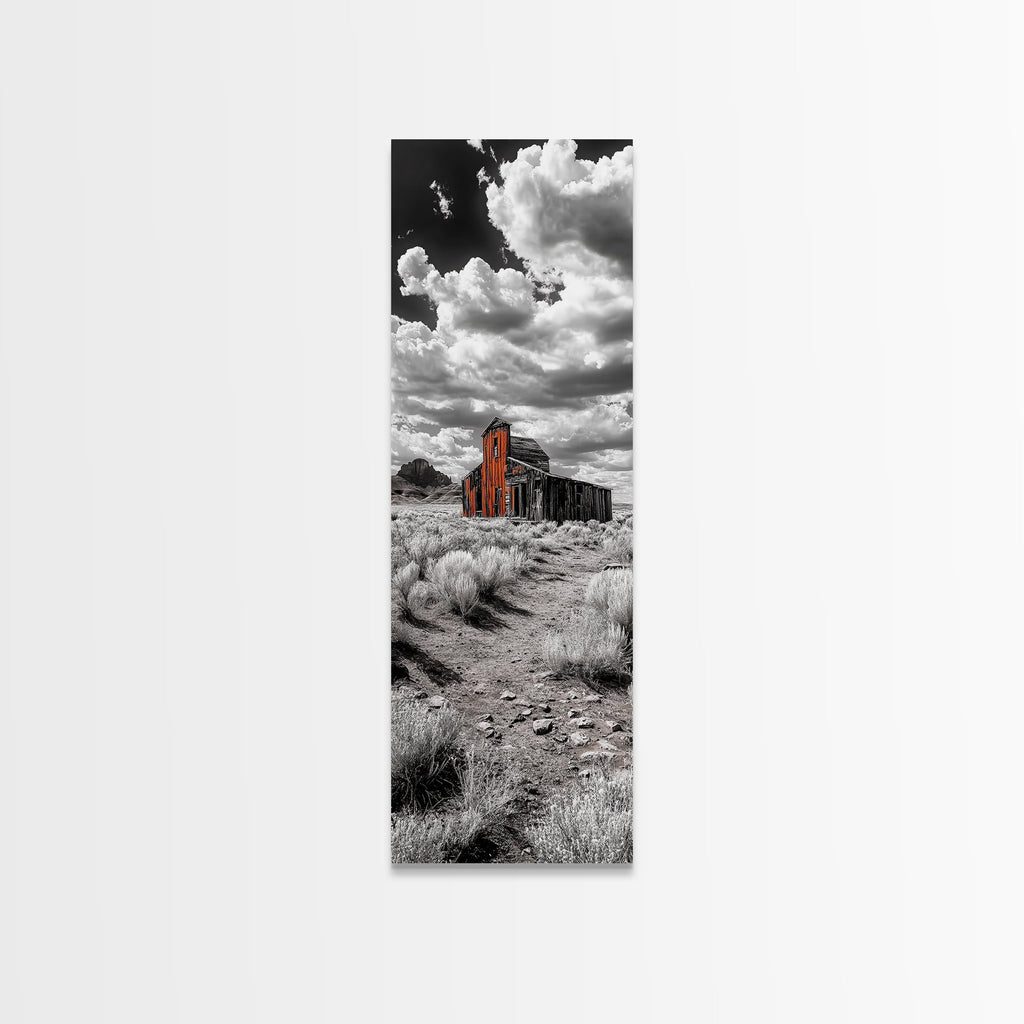 Abandoned Barn, Desert Mood, Old West Vibes, Rustic Autumn Scene, Canvas Print, Farmhouse Wall Decor, Entryway Art
