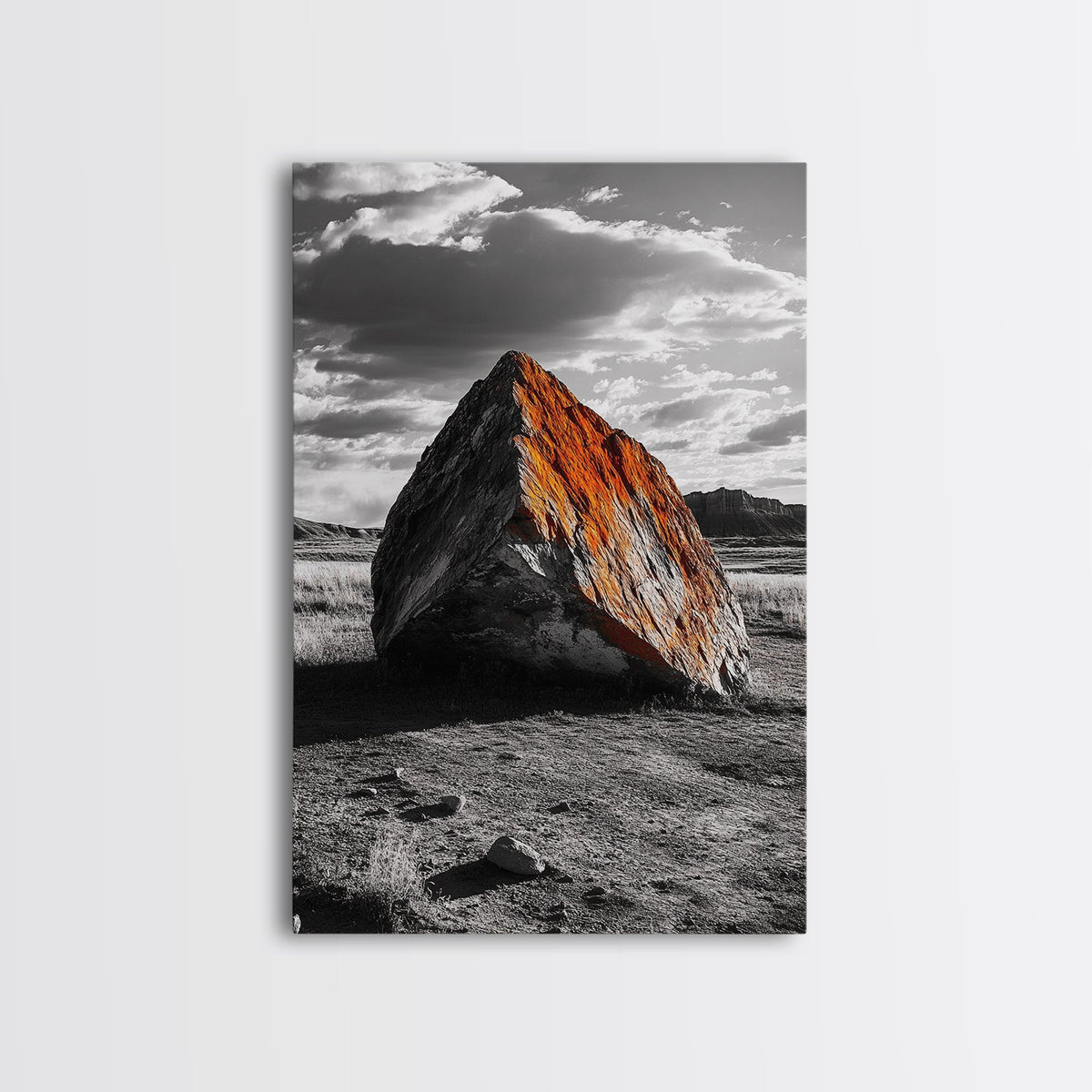 Red Rock, Sunset Boulders, Wild West Plains, Canvas Print, Desert Landscape Art, Living Room Wall Decor, Nature Photography