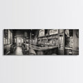 Western Saloon, rustic wall art, extra wide art, panoramic art, farmhouse art, bar decor, moody art, framed canvas print, above sofa art
