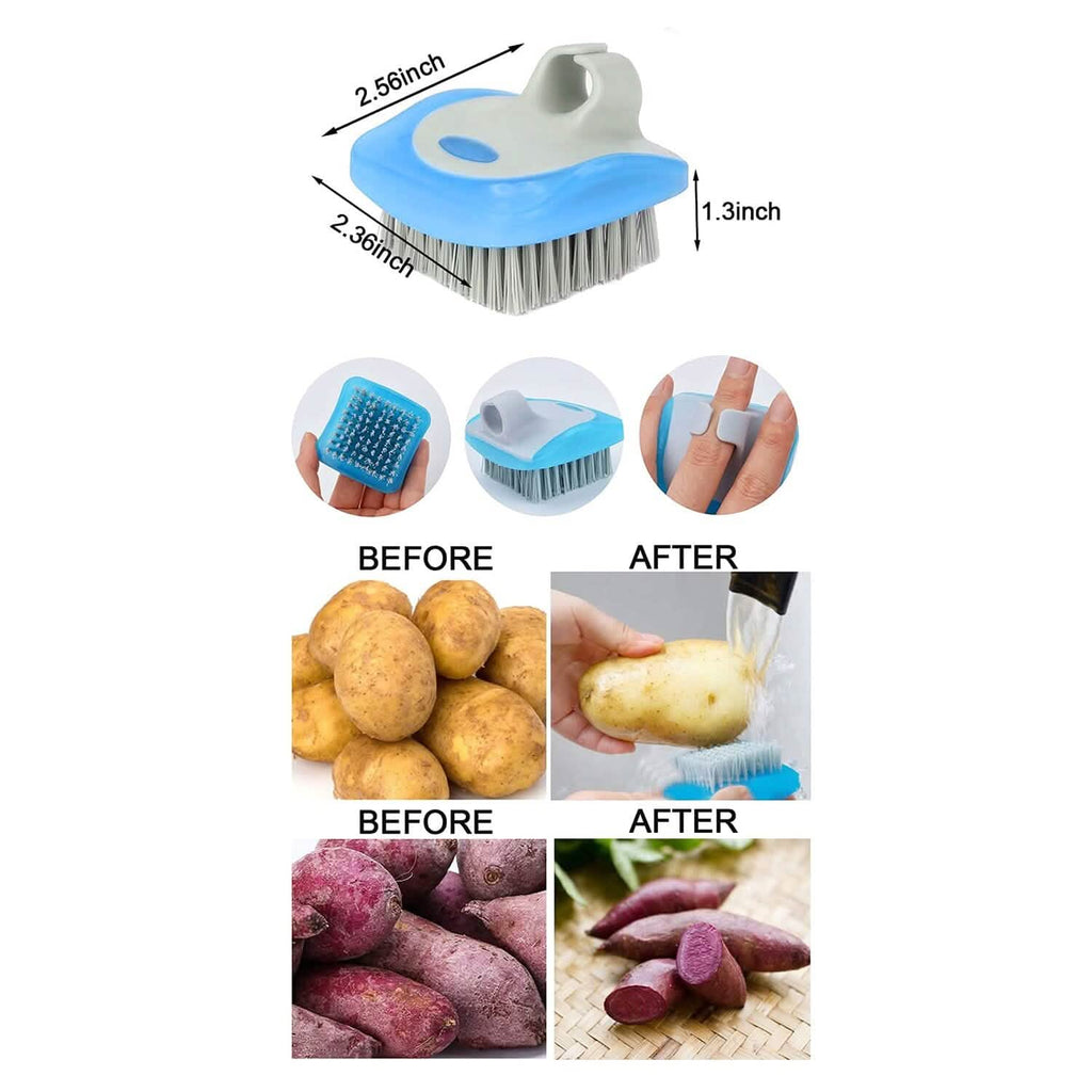 3-Piece: Fruit and Vegetable Brush Cleaner Scrubber with Soft Bristles