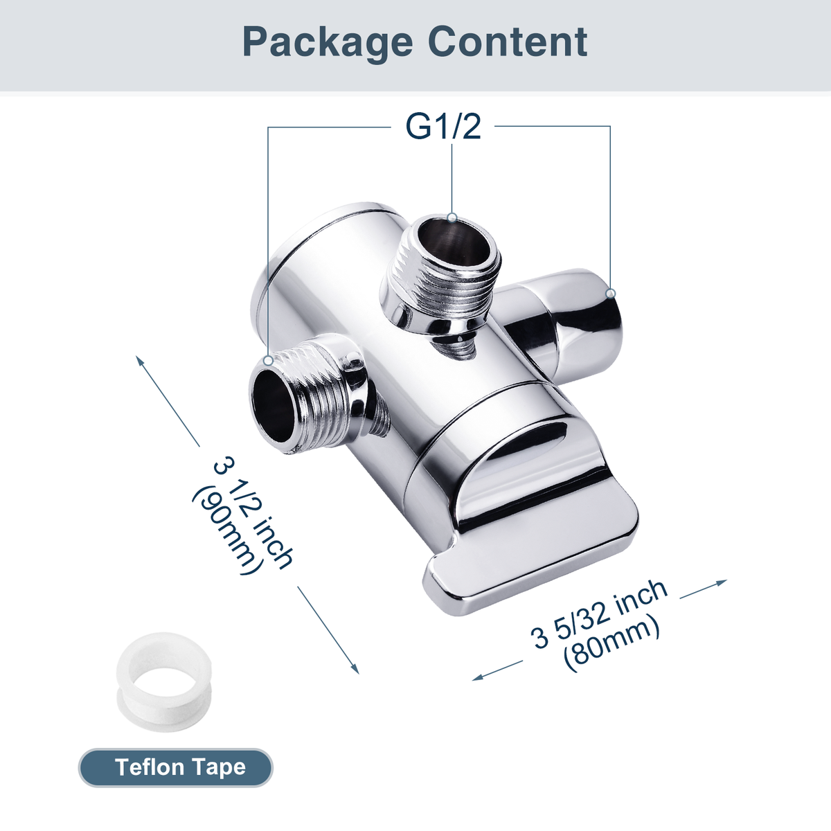 3-Way Shower Head Diverter Valve for Handheld and Fixed Shower Heads