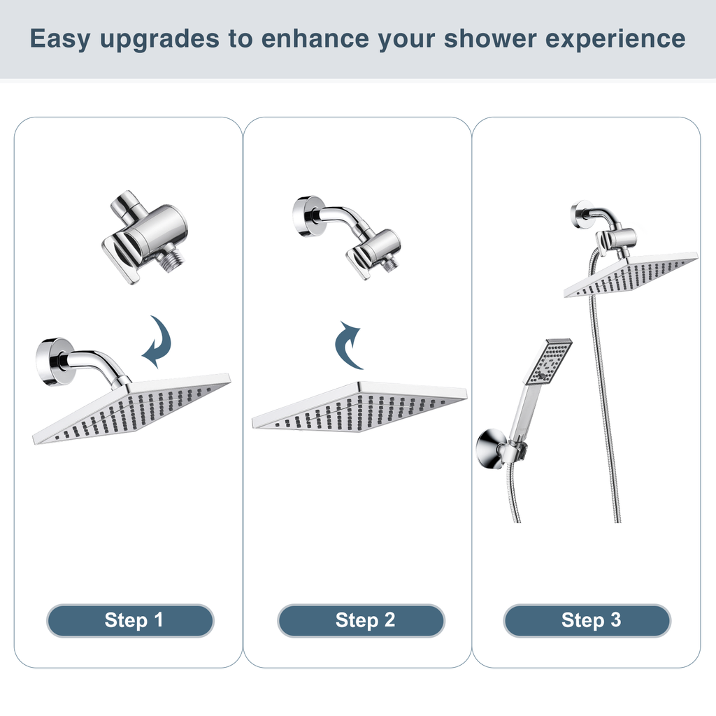 3-Way Shower Head Diverter Valve for Handheld and Fixed Shower Heads