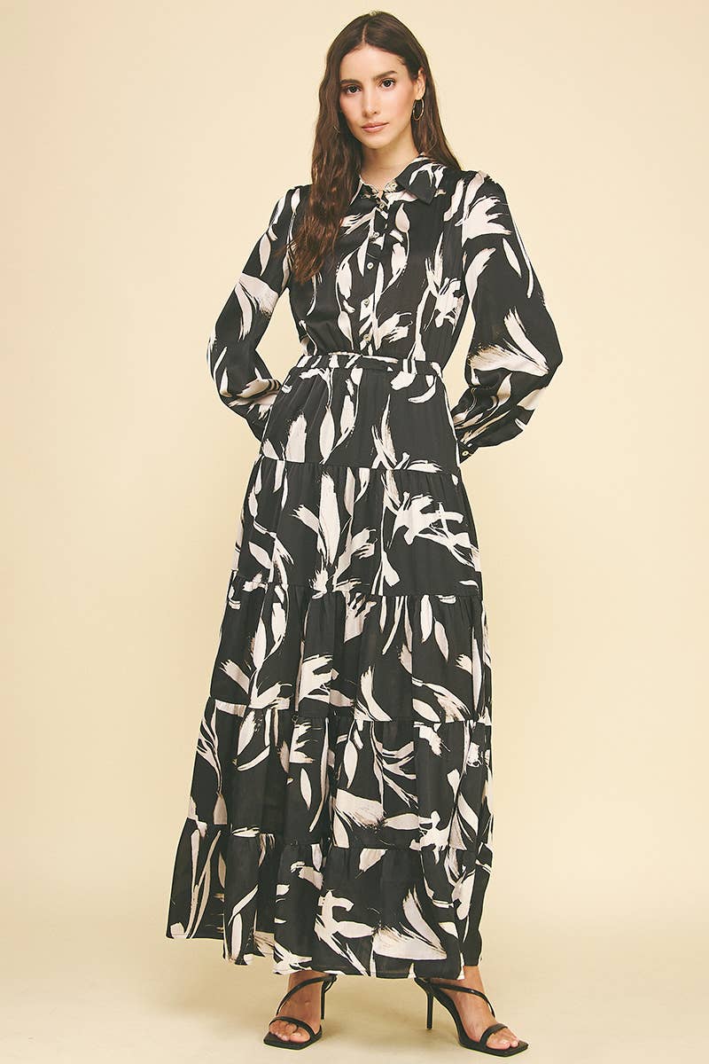 Demi- Print Button Down Maxi Dress