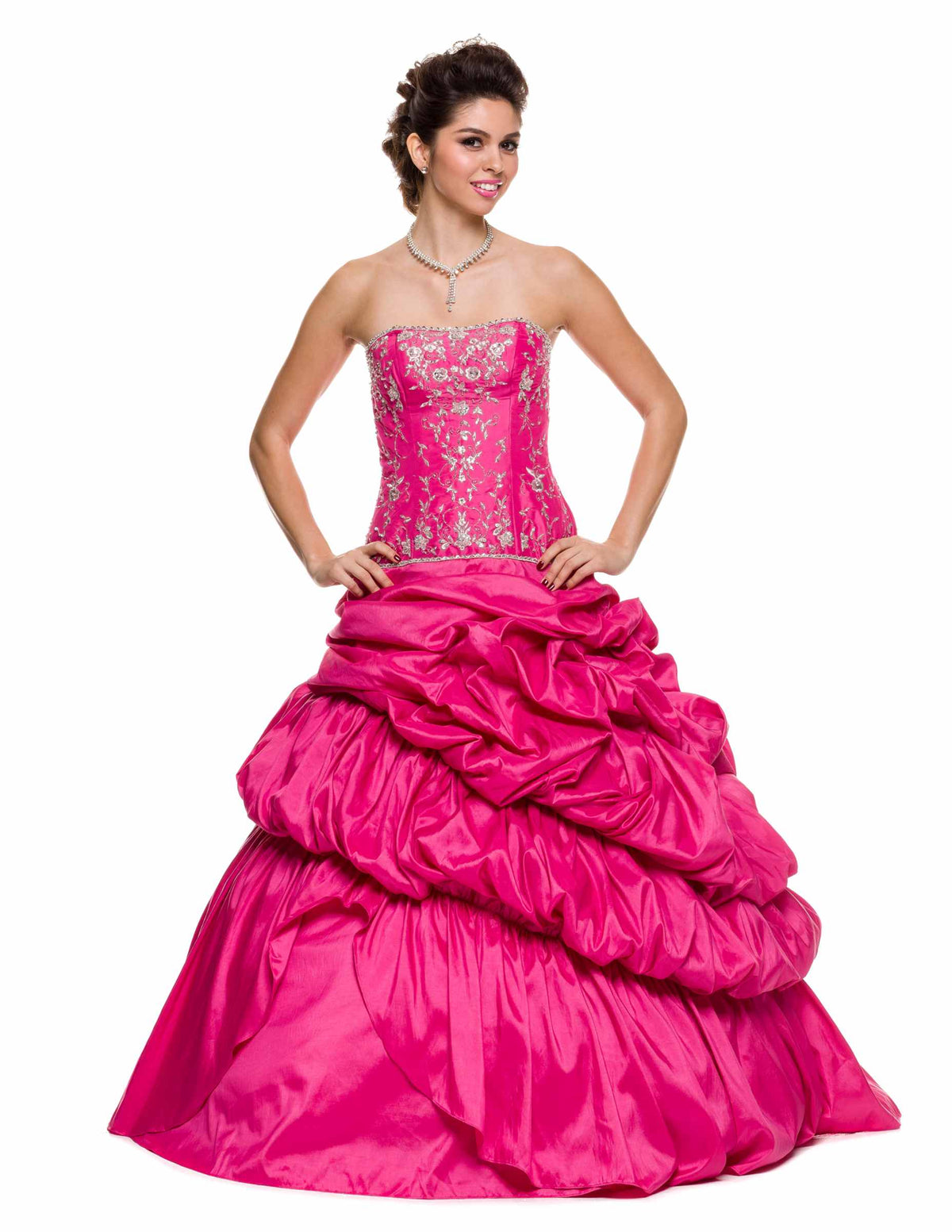 CLEARANCE - Juliet 302 Poofy Taffeta A-Line Strapless Embroidered Bodice Quinceanera Dress