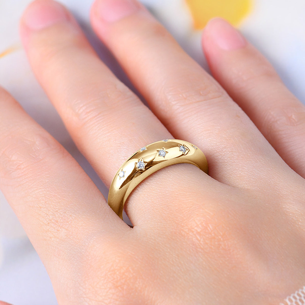 Pure Sterling Silver Inlaid Sparkala™ Star Ring
