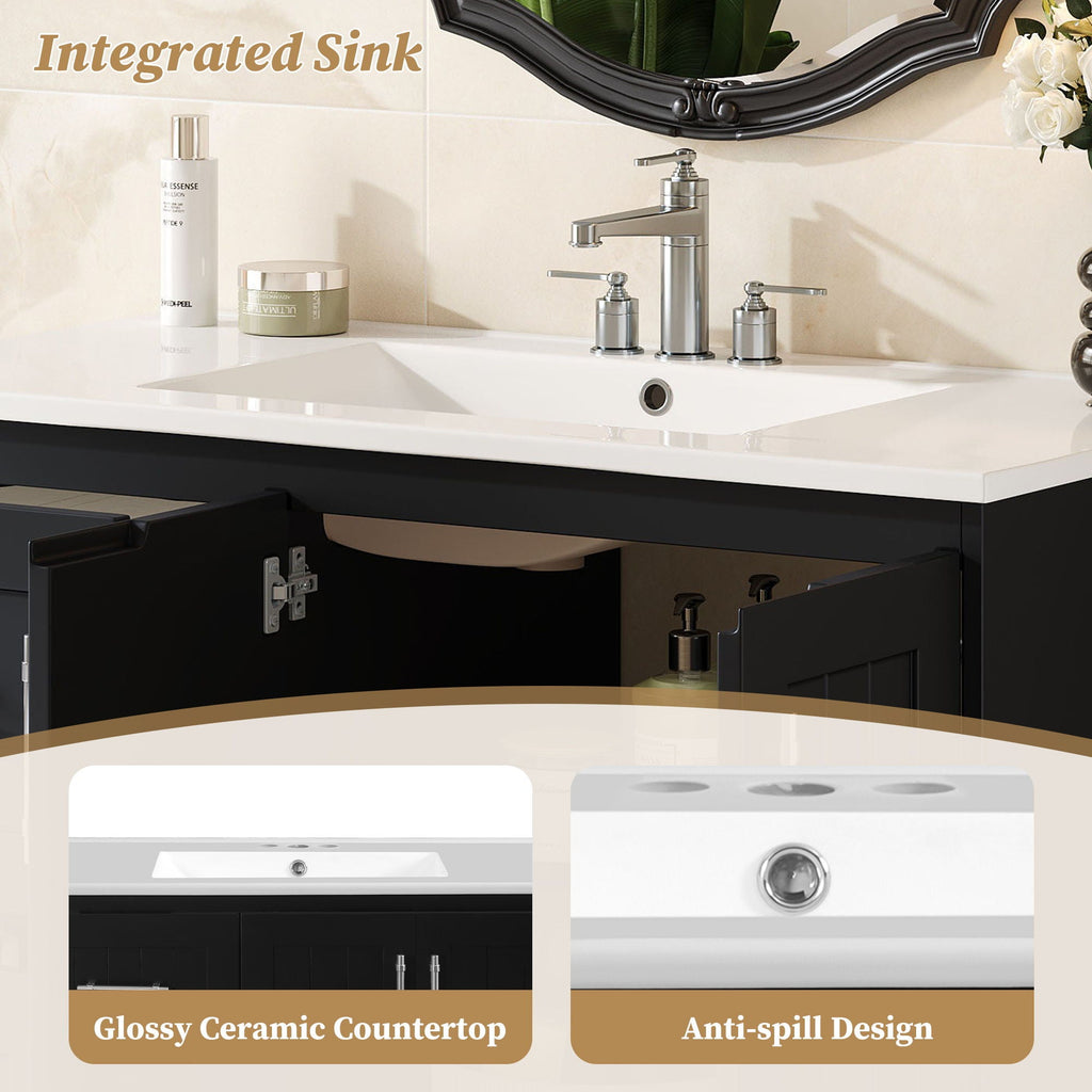 Wall Mounted Bathroom Vanity & Sink, 2 Drawers