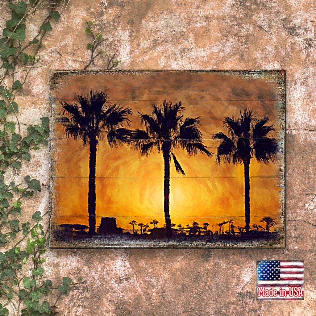 Spates Palm Trees in Sunset Wooden Wall Art by Nature Wonders - Nature Wildlife Decor  - 95275B