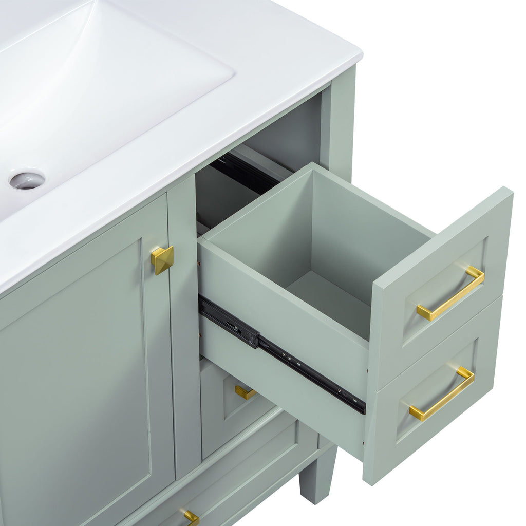 Bathroom Vanity, Modern Bathroom Cabinet With Sink Combo Set, Bathroom Storage Cabinet With A Soft Closing Door And 3 Drawers, Solid Wood Frame