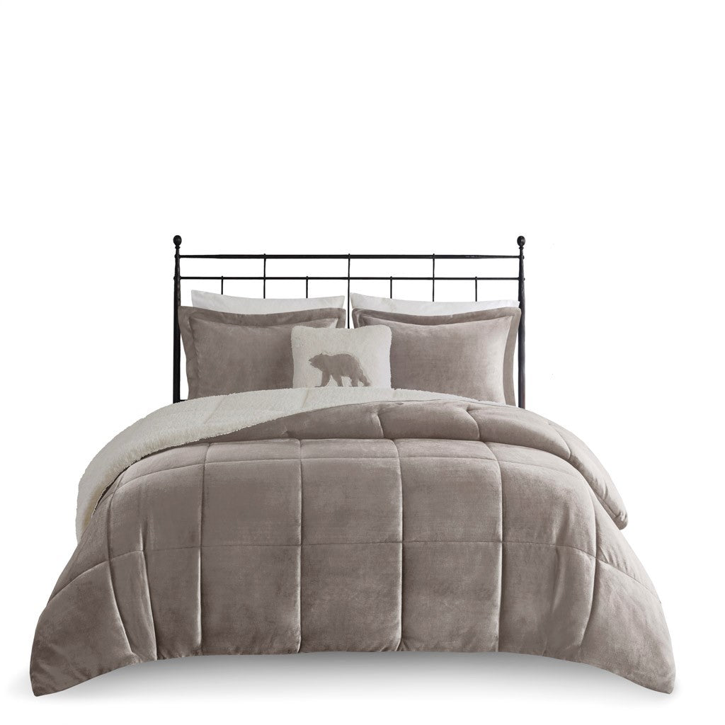 Full/Queen Plush to Sherpa Down Alternative Comforter Set