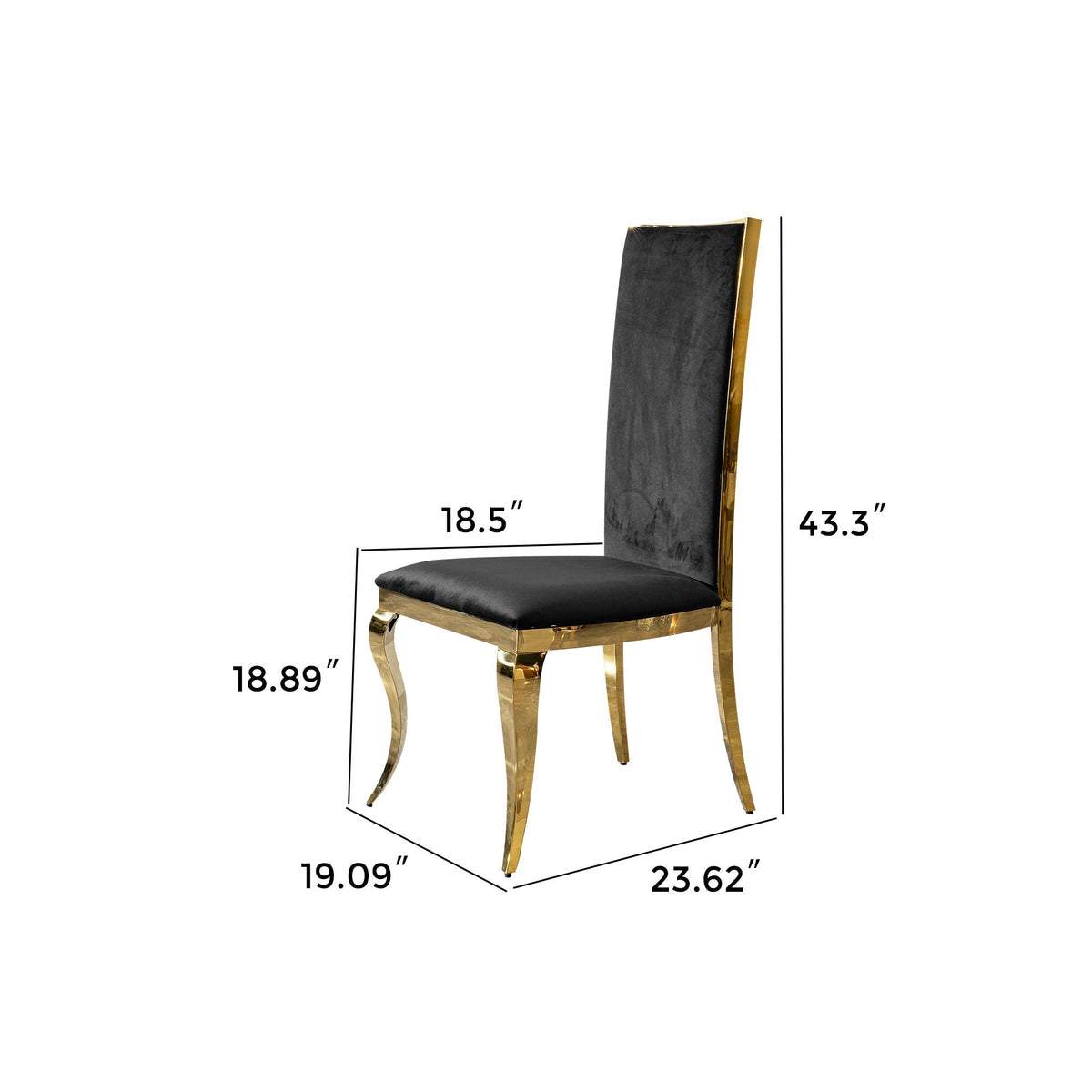 Dining Chair (Set of 2) With Unique Backrest Stainless Steel Legs - Gold