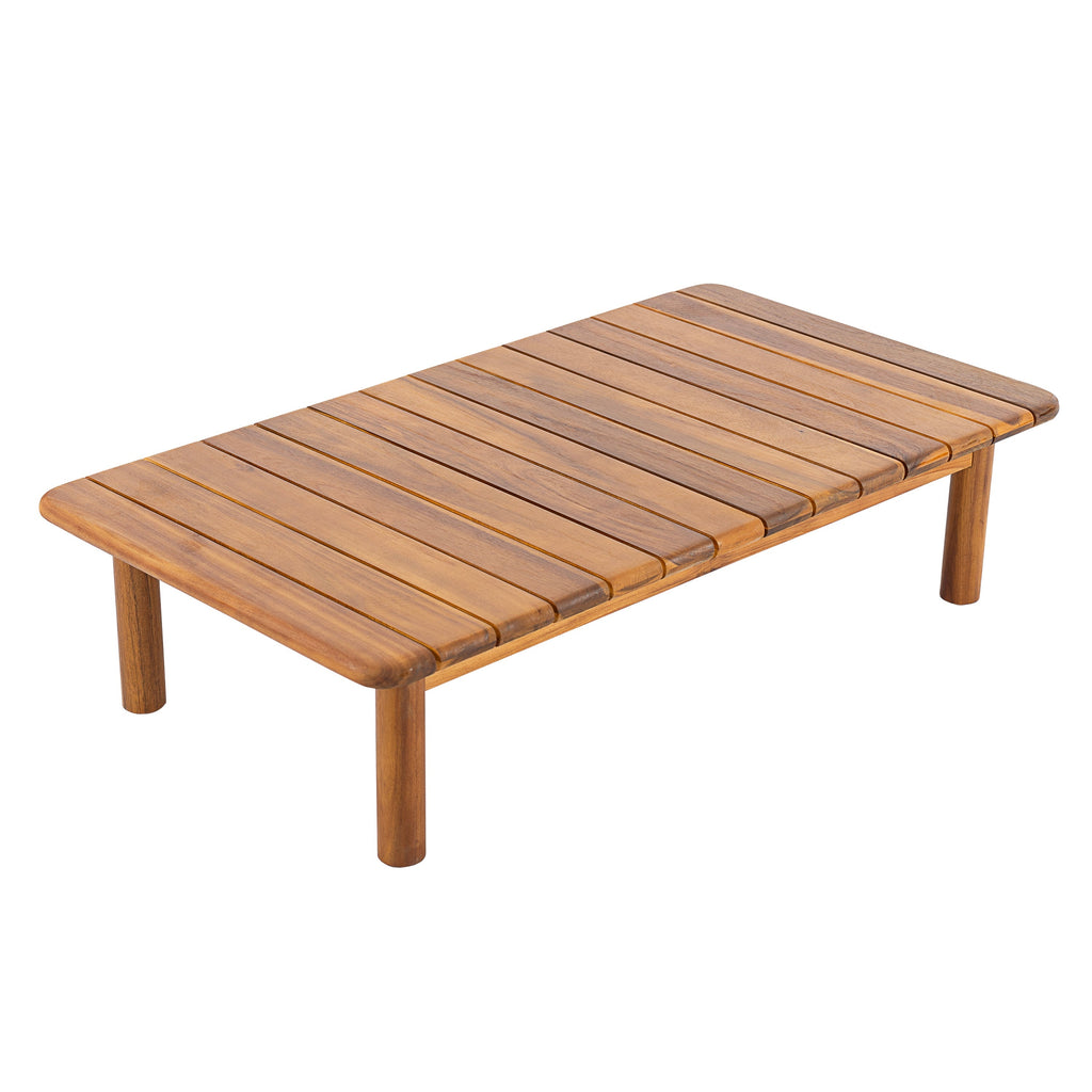 Canape 4-Pieces Acacia Conversation Set with Cream Cushion, Teak