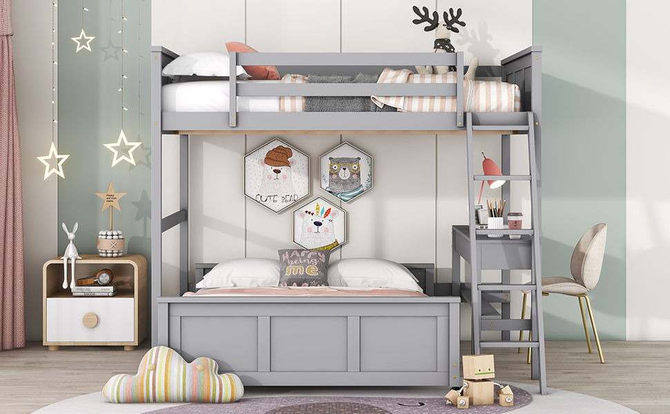 Full Over Full Bunk Bed With Desk